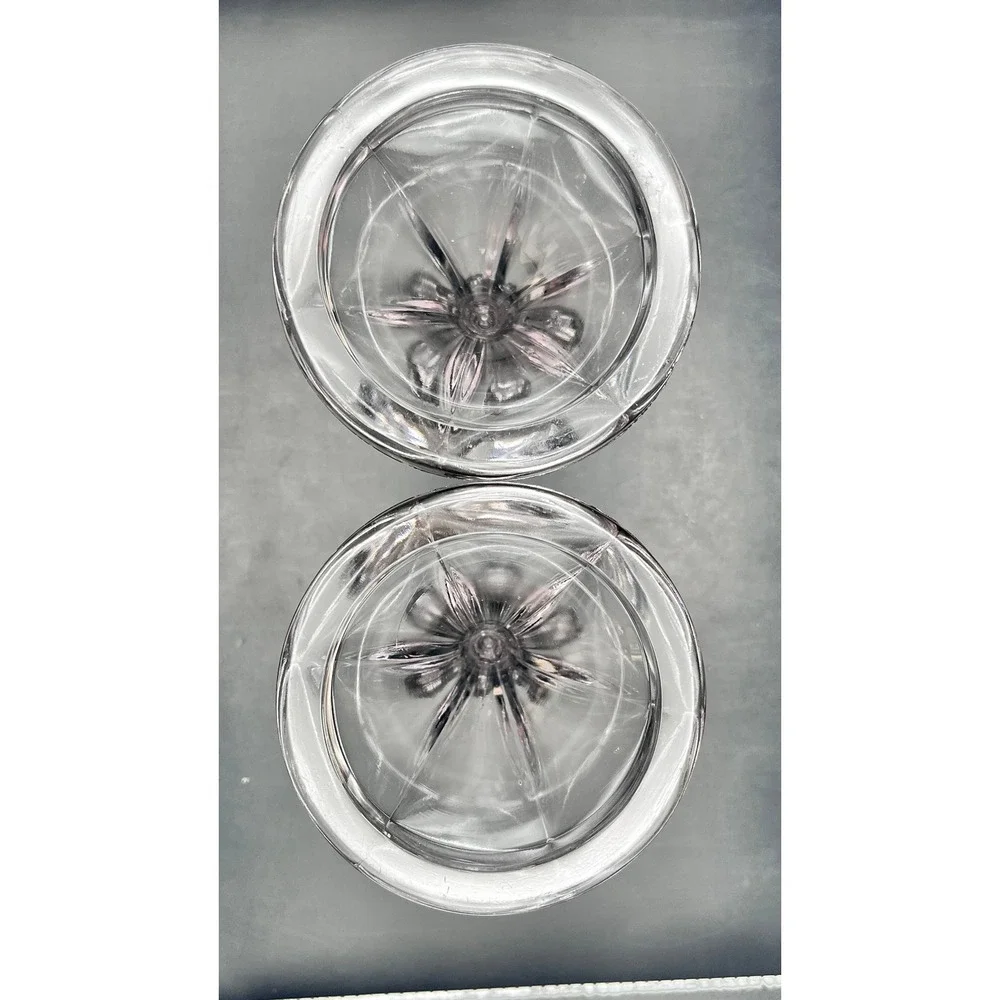 Vtg Pressed Glass Candlestick Holders Pair Fluted Pedestal Taper Set‎ 6.5in